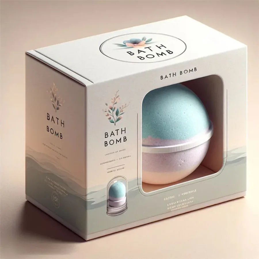 Custom printed bath bomb window boxes
